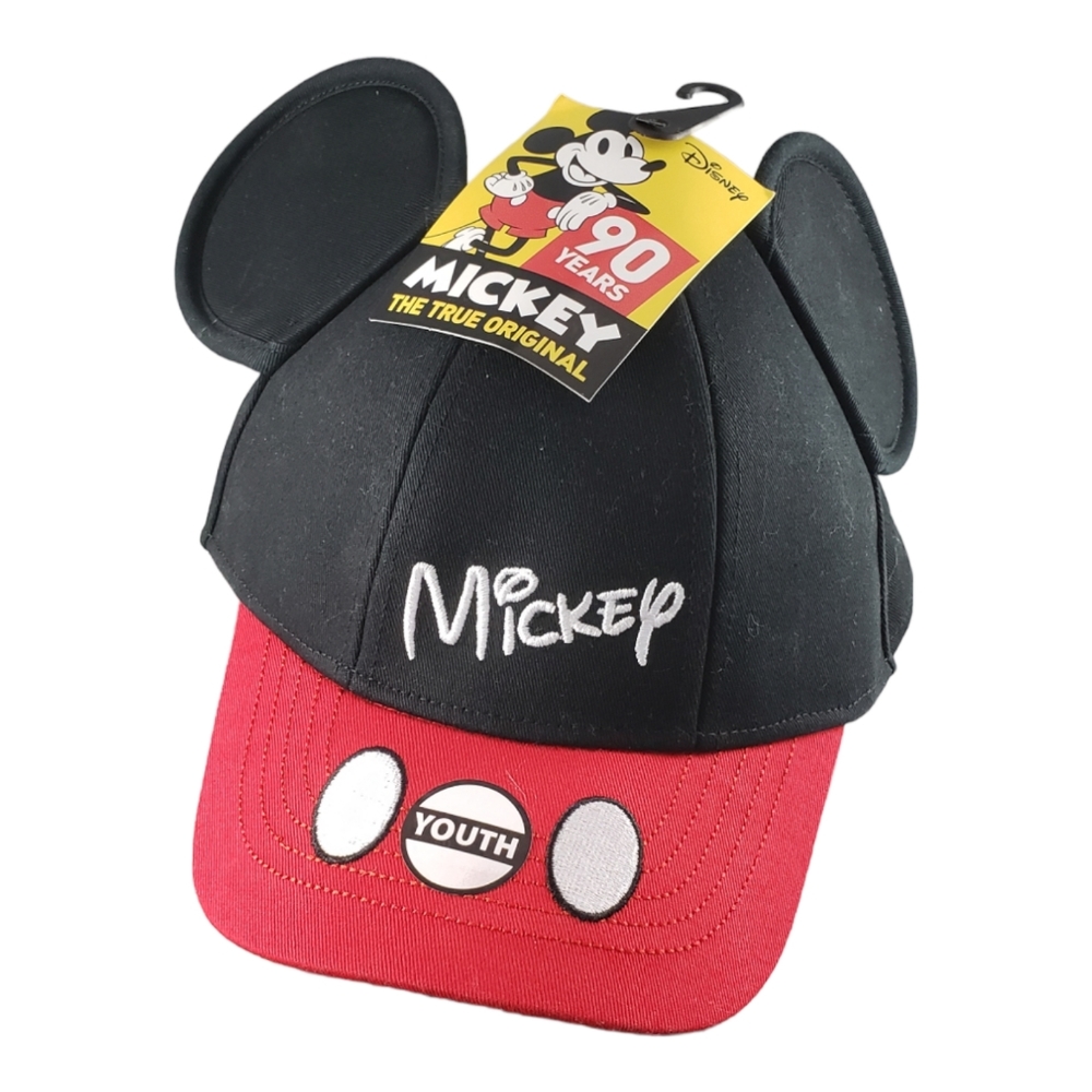 Disney Youth It's Mickey Ear Baseball Cap Hat, Black Red